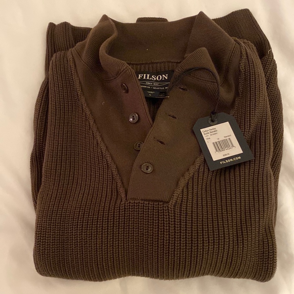 NWT Men’s Filson Cotton Henley Guide Sweater